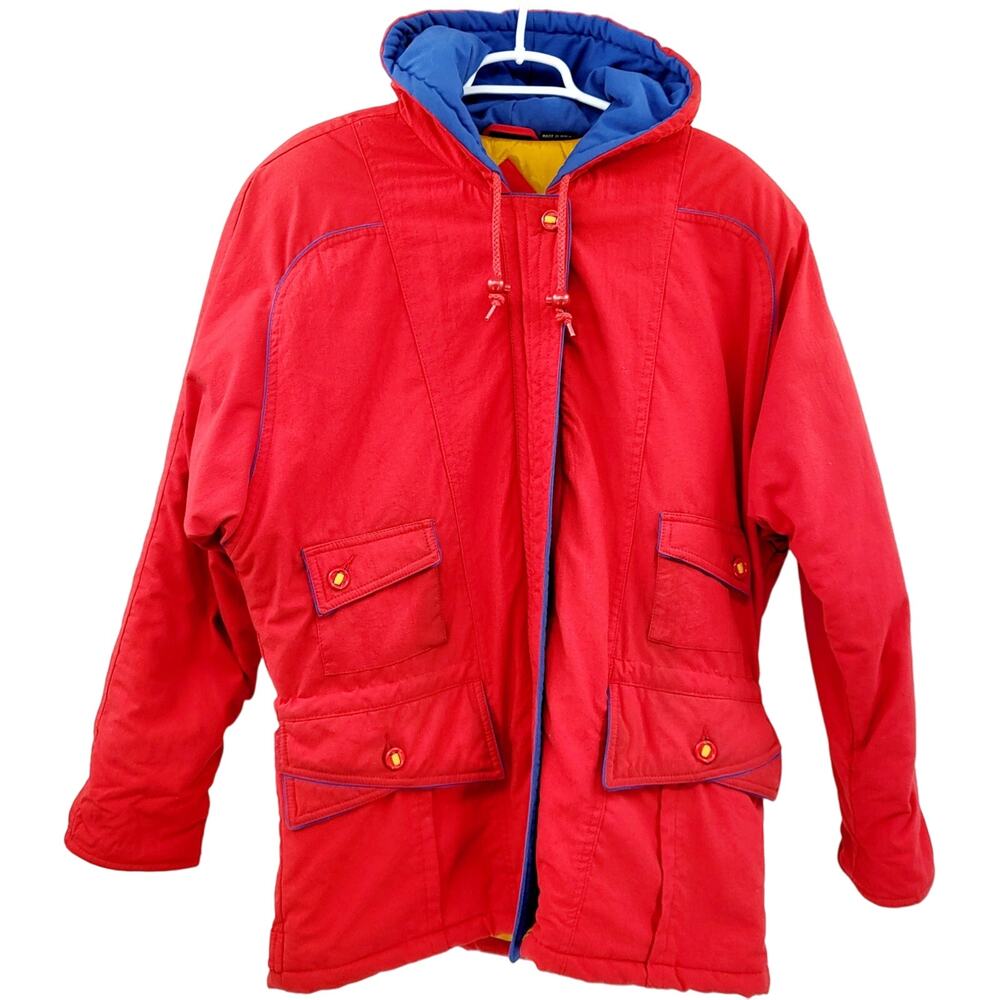 Vintage Andy Johns Retro Hooded Red Ski Winter Coat Parka Jacket Women's Size M